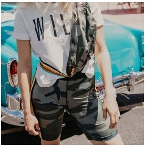 NWT Pam & Gela - Excel Rainbow Camo Biker Shorts - M